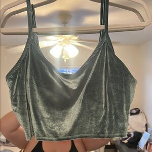 Velvet Green Crop Top